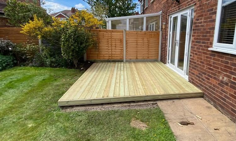 New timber deck outside the same patio doors