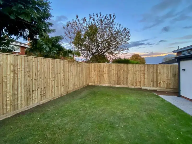New closeboard fence around the same lawn